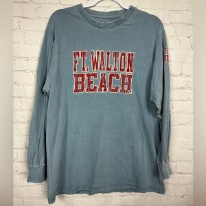 Ft. Walton Beach FL blue long sleeve‎ cotton shirt sz L, US Vintage brand
